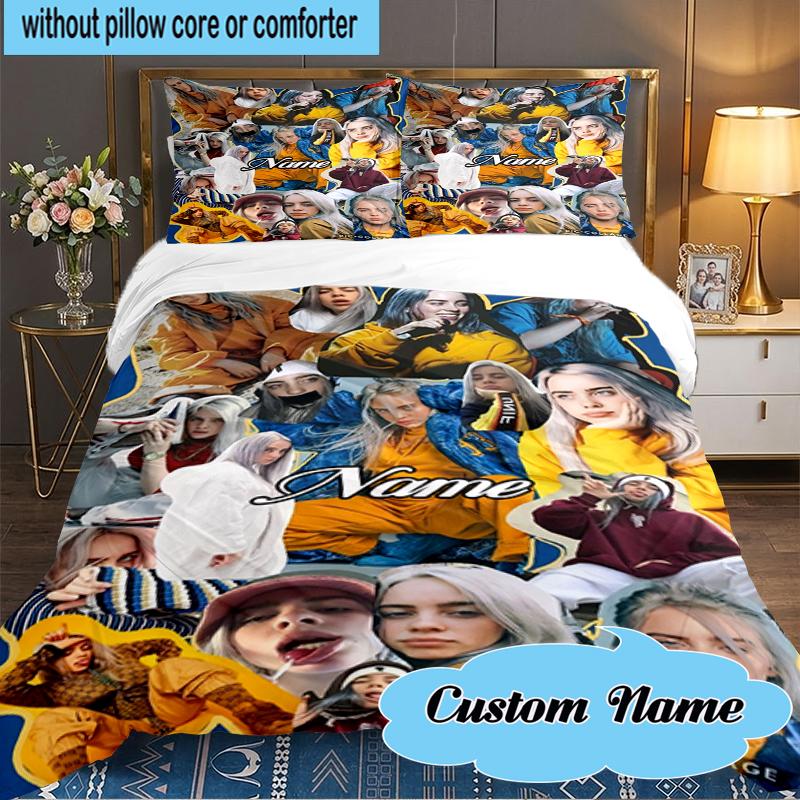 Custom Name Green Power Symbol Bedding Set 3pcs, Bedding Set Including 1pc Duvet Cover And 2pcs Pillowcases for Bedroom, Dormitory Gift