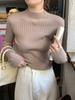 2025 Spring-Autumn Slim Fit Half High Neck Knitted Top for Women