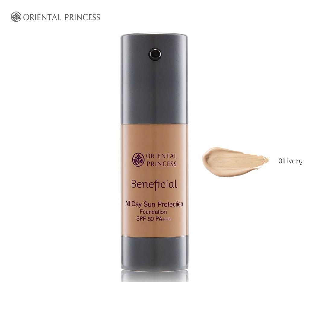 Oriental Princess Beneficial All Day Sun Protection Foundation SPF 50 PA+++ No. 01 Ivory / No. 02 Sand 30 Ml
