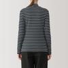 MUJI Brushed Milled Knit Black Size BB2QDA4A Women's High-Neck Long-Sleeve T-Shirt, Striped, L,