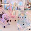 Girlish Pink Mini Supermarket Cart for Makeup Puff Storage & Photo Prop