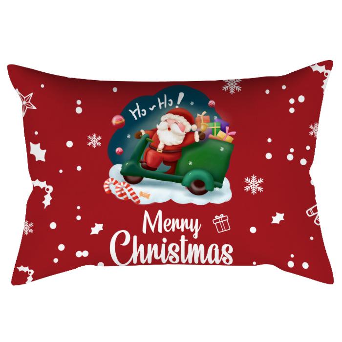 Weihnachten Bedruckter Pfirsich Samt Taillenkissenbezug Weihnachtsmann Schneeflocke Heimdeko Feiertags-Kissenbezug Dekokissen