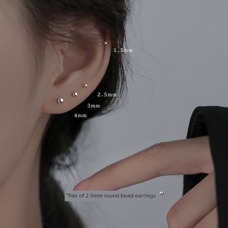 

Xiangnan Sterling Silver Niche Style Fancy Best Selling Female Earring Bone Nail One pair of 999 silver ball stud earrings (2.5mm)