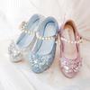 Girls' Pink Rhinestone High Heels - Elsa Princess Fashion Show Shoes, Spring/Autumn Style
