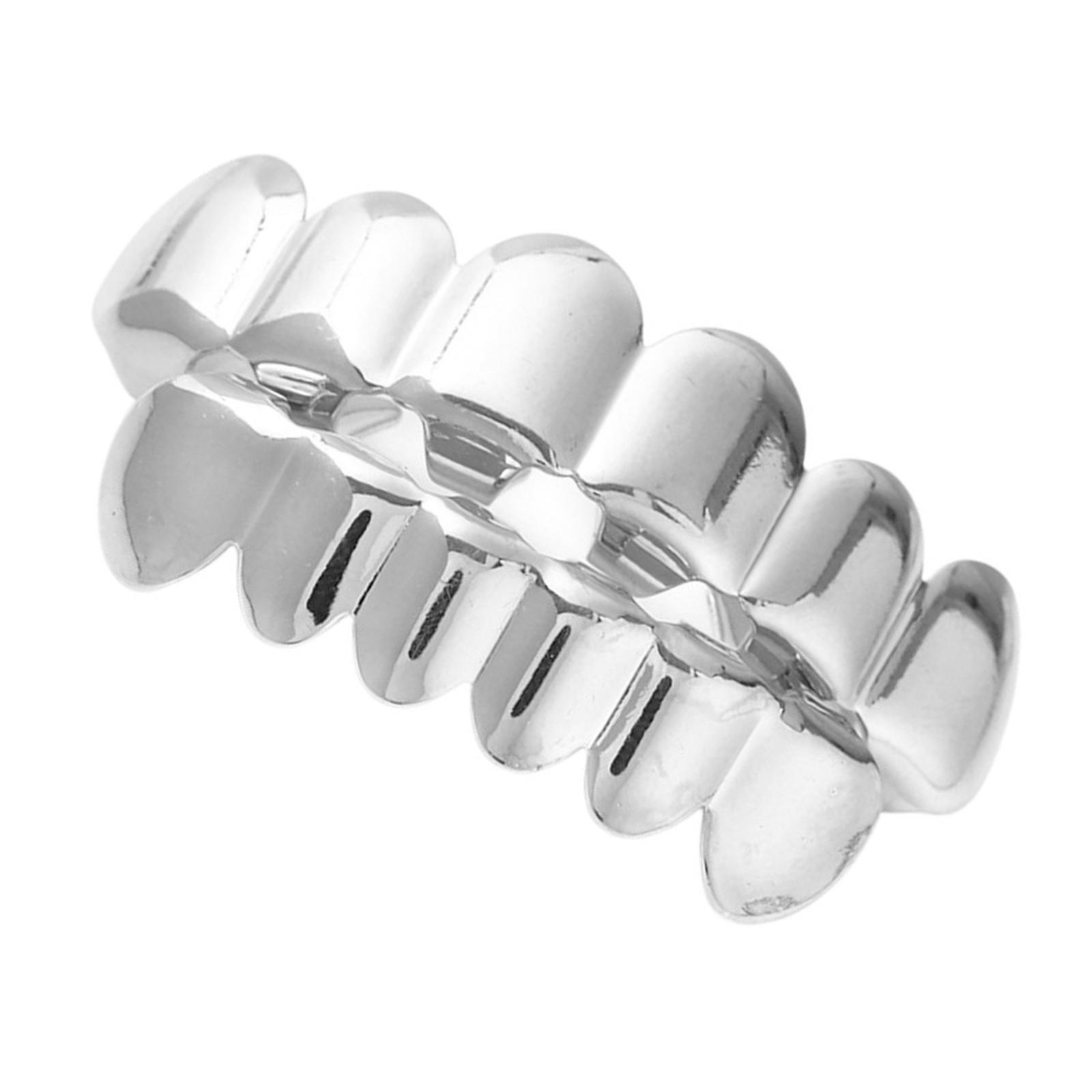 

Стильный набор хип-хоп-грилзов для верхних и нижних зубов, съемные зубные колпачки, простая установка, стоматологические аксессуары для вечеринок серебряный