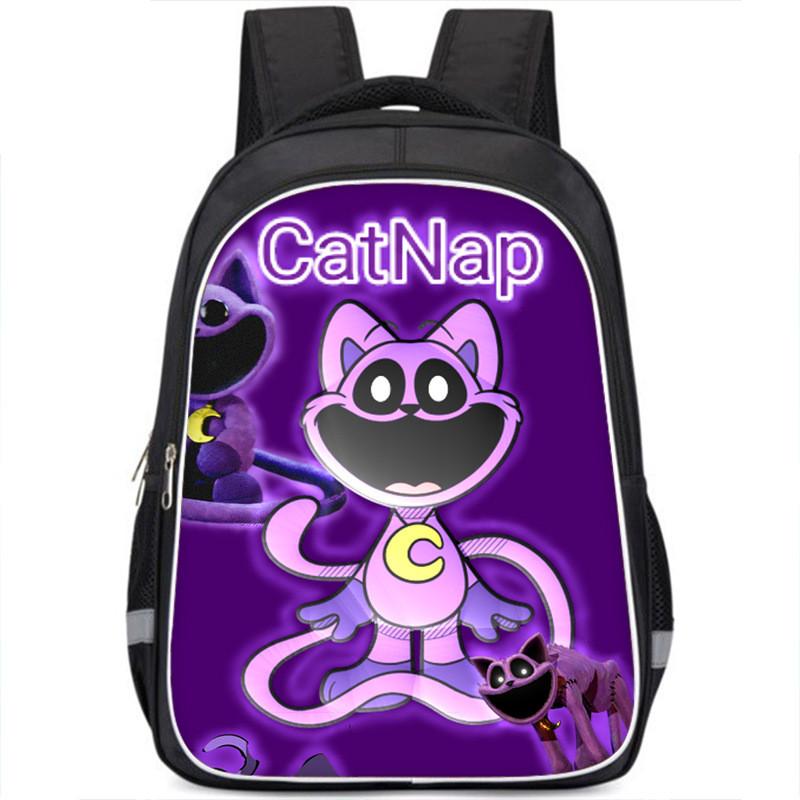 Stylish Catnap Poppy Playtime Backpack For Students Cartoon Print Dual Straps