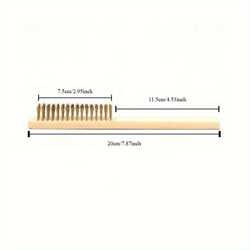 12pcs Wooden Handle Brass Wire Brush: Industrial Surface/Inner Polishing, Grinding, Cleaning, 6x16 Row Brushes - Car Care Tools