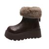 Winter Vintage Women's Boots with Fashionable Added Insulation Warm and Thick Soles High Heels Made of Cotton  35-40