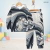 Kids Boys Girls Hooded Long Sleeve Printed Two Piece Set Black Gold Sweatshirt Cuffed Pants