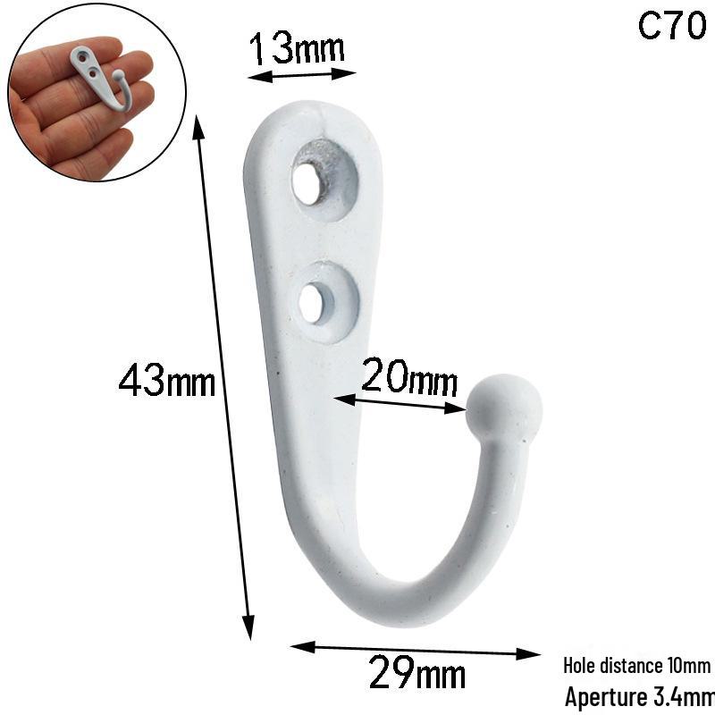 Antique Black Zinc Alloy Double-Hole Coat Hook 43x29