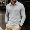 2026 Autumn and Winter New Fashion Long-sleeved POLO Casual Lapel Trendy Pocket Simple Solid Color Sweatshirt