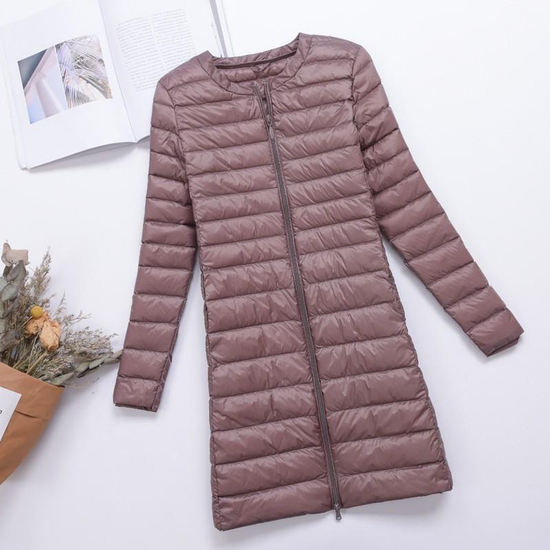 Womens Mid-Length Lightweight Down Jacket Inner Layer Slim Fit Casual Office Wear