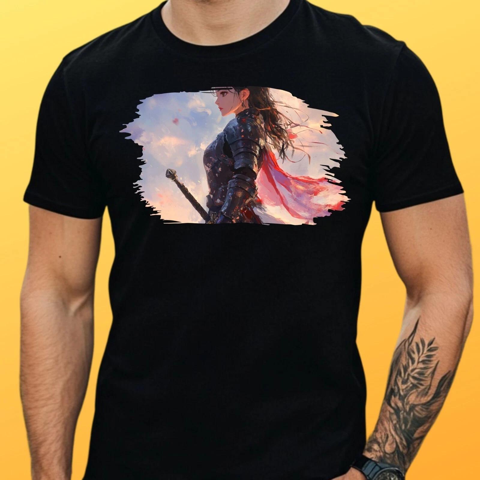 T-Shirt Herren Anime Kriegerin Motiv Baumwolle Größe S bis 5XL L