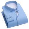 Men Autumn Winter Business Shirt Lapel Long Sleeve Single Breasted Formal Shirt Slim Fit Solid Color Thick Fleece Lining Shirt Tops