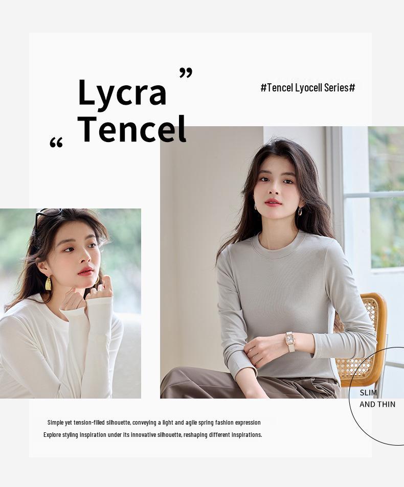Women's Lyocell Long Sleeve Round Neck Slim-Fit Shirt - New for Spring/Autumn 2026