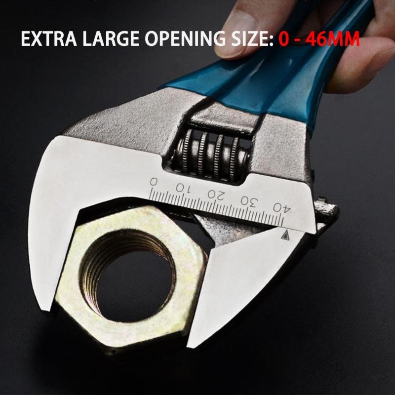 Adjustable Pipe Wrench Spanner Tool Short Handle Design Wide Opening Carbon Steel Construction For Secure Nut Gripping