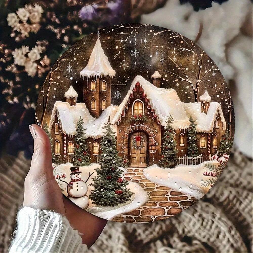 Vintage Christmas Tin Sign Metal Wall Art 8x8 Inch Retro Home Bar Decor 20x20