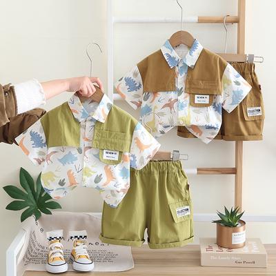 Boys' Summer Short-sleeved Suits, Western Style Boys, Baby Shirts, Shorts, Clothes, Children's Summer Two-piece Suits