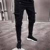 Stretch-Jeans für Herren, trendige Knieloch-Reißverschluss-Wadenhose