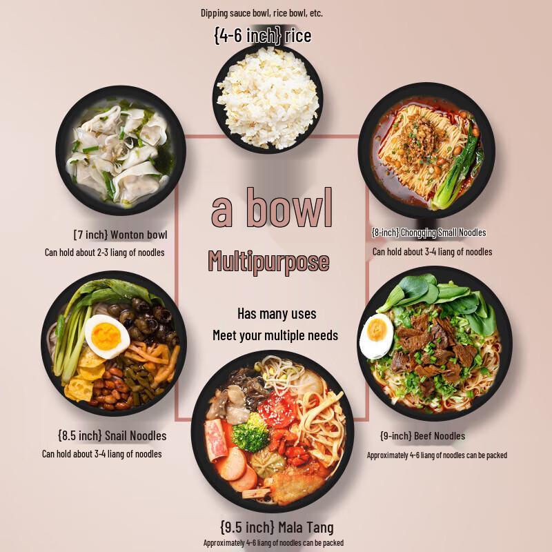A5 Melamine Black 7-inch Noodle & Ramen Bowl (10-Pack)