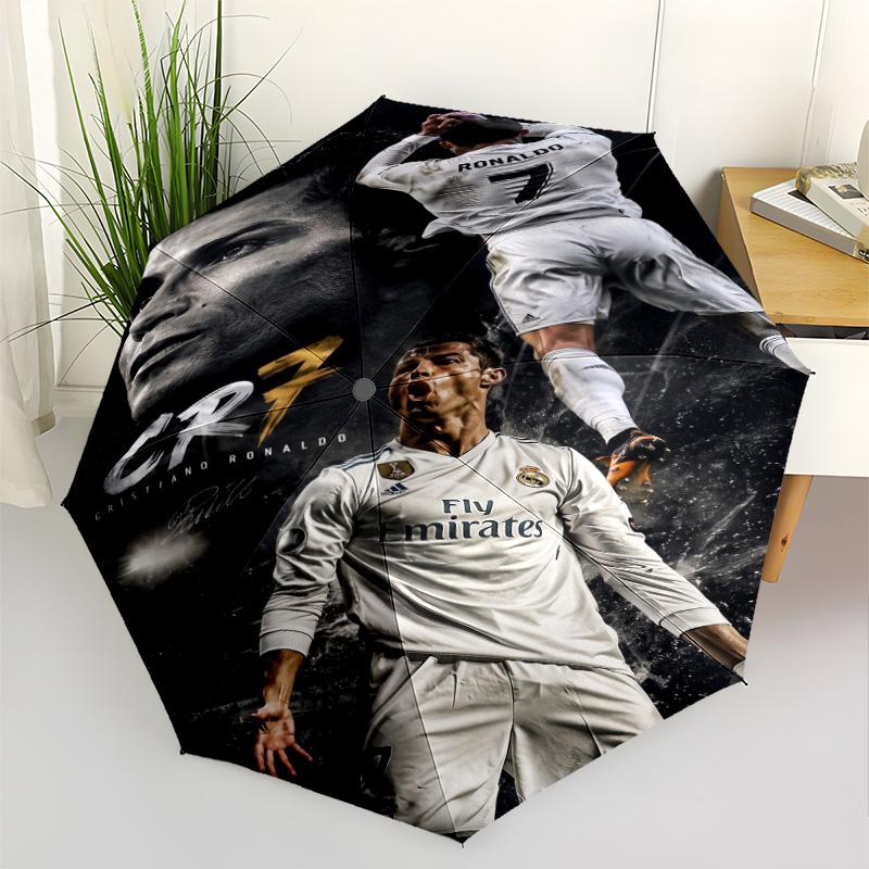 Ronaldo's Legacy Football Portable Automatic Umbrella Retractable Design with 8-Rib Durability Sturdy Construction Travel Essential Stylish Accessory