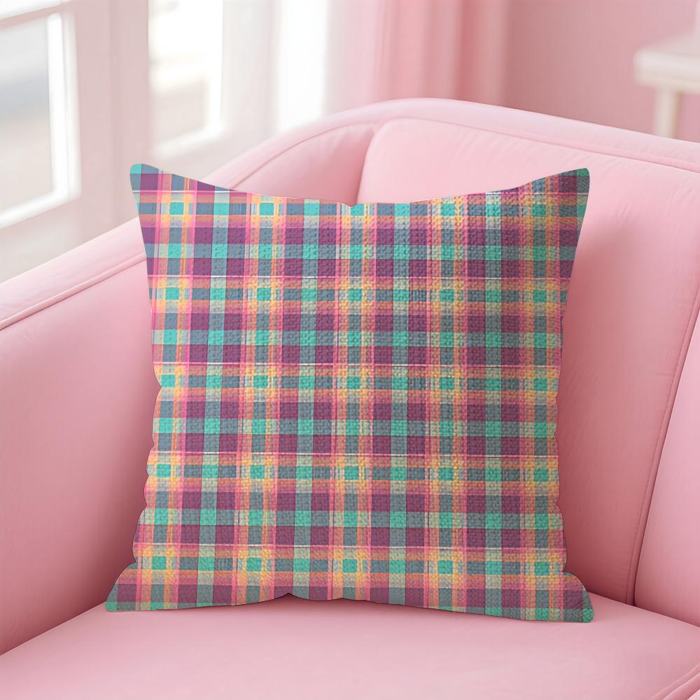 Plaid Luxury Cushion Cover Natural Linen Pillow Case DoubleSided Print Decorative Sofa Pillowcase Home Decor Gift
