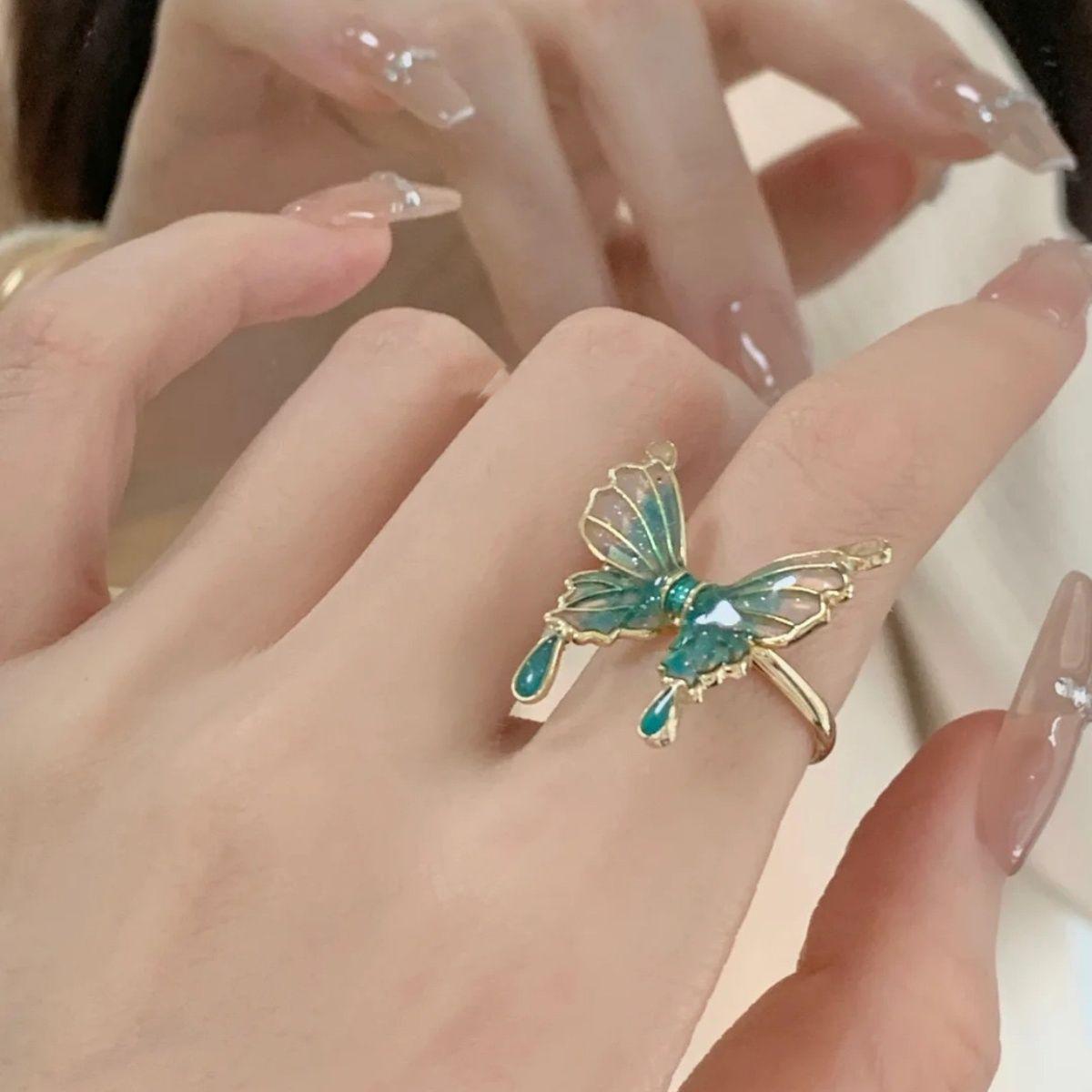 

2023 Green Butterfly Ring: Elegant Chinese-Inspired Women s Jewelry