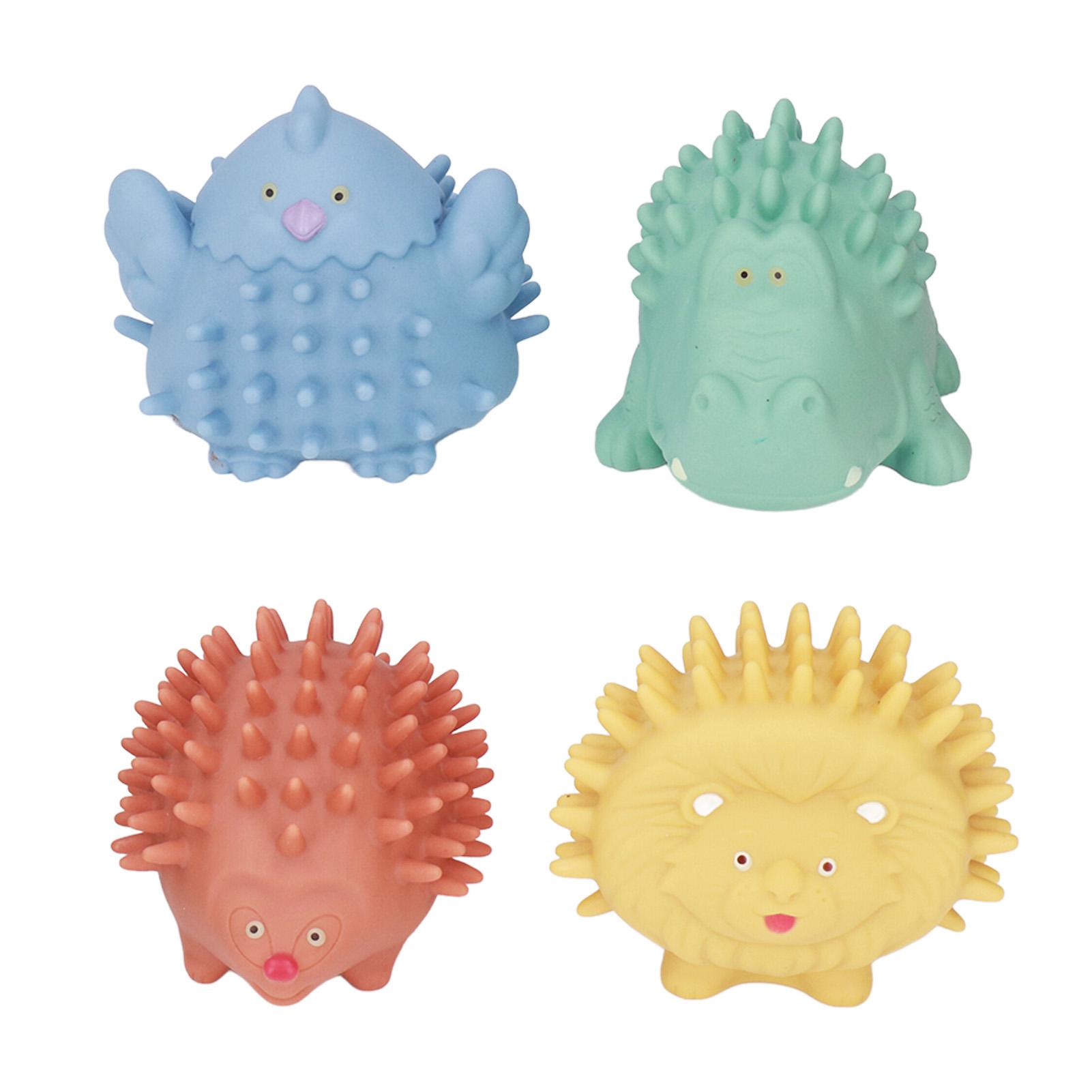 

4pcs Baby Textured Sensory Ball Set Different Color Animal Shaped BB Squeaker Palm Massage Balls