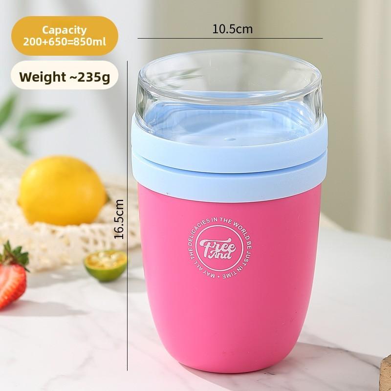 Stainless Steel Student Travel Mug With Lid And Spoon For Breakfast And Oatmeal