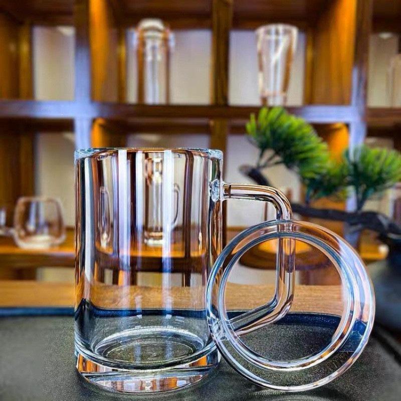 Large Natural Stone Crystal Cup with Glass Lid – Perfect for Office or Tea Room