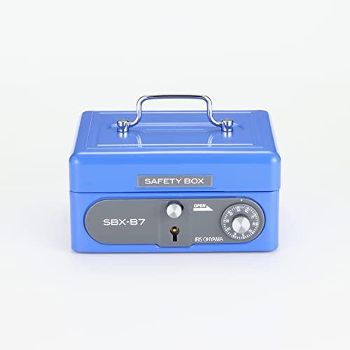 Iris Ohyama SBX-B7 Compact Portable Safe with Double Lock and Combination, Blue