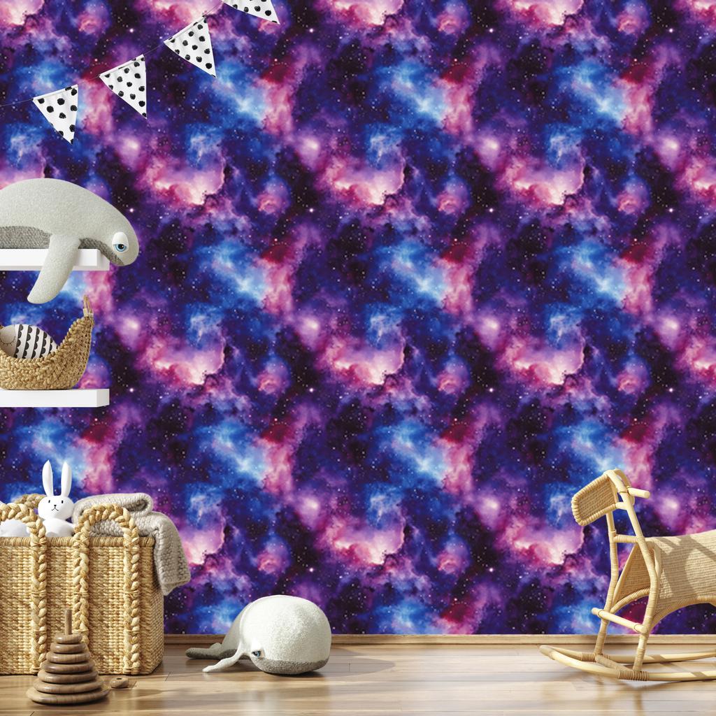 Watercolor Galaxy Wallpaper In Violet, Blue, Indigo and Plum 50x1000