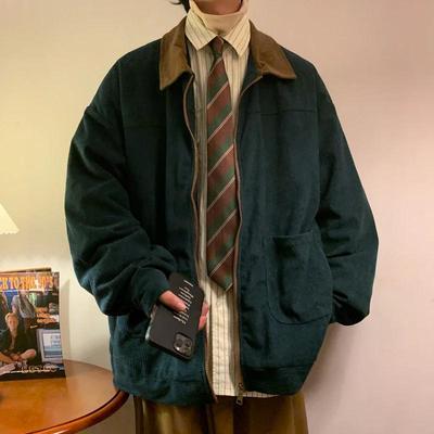 Retro Jacket Autumn Men Corduroy Bomber Jacket Loose Oversized Patchwork Casual Jacket Male Clothing Loose Hip Hop Tops 5xl