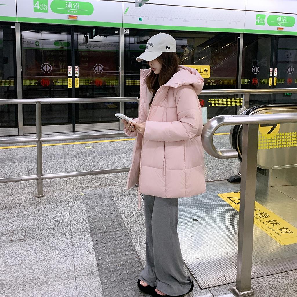 Winter New Mid-length Down-padded Jacket for Women Korean Style Loose College Style Cotton Jacket