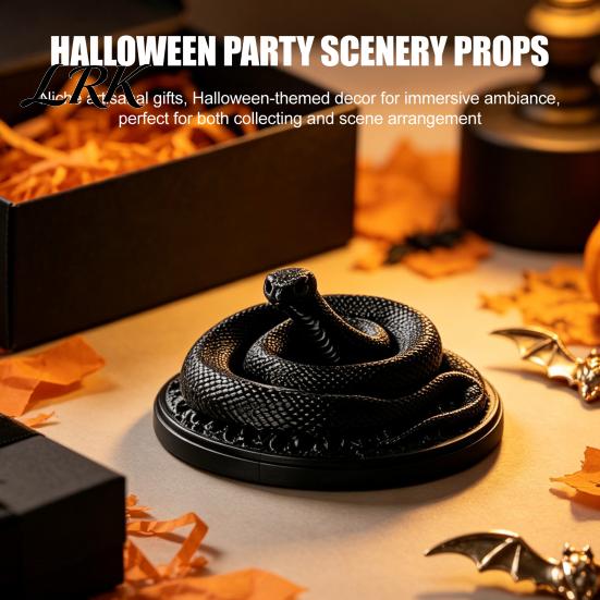 Decorative Snake for Photography 3D Printed Coiled Ornament, Halloween Gothic Black Figurine, Spooky Landscaping Figure Vintage Viper Decoration Home