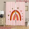 2D flat printing 2pcs Curtain Colorful Rainbow Heart Design Digital Printed Polyester Drapes Birthday Party Use for Holiday