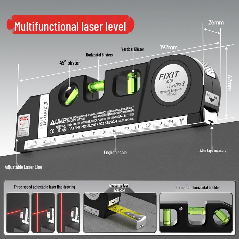 Shengtai Xin 3-in-1 Laser Level Ruler with Magnetic Infrared