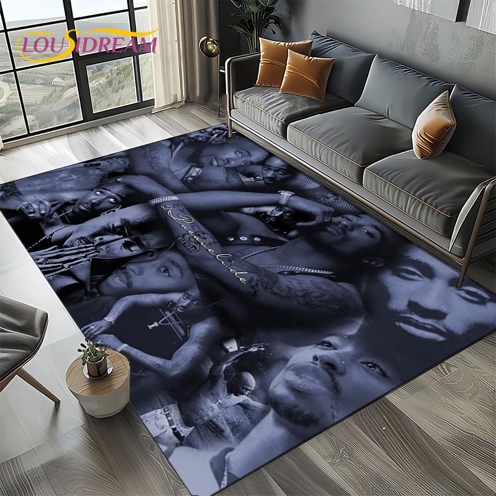 

Rapper Eminem Tupac 2pac Hip-Hop Rap God Carpet Rug for Living Room Bedroom Home Sofa Decoration,Area Rug Non-slip Floor Mat 40x60cm( 15x23in )