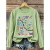 2026 New Women Autumn Winter Tops Letter And Insect Print Crew Neck Long Sleeve T Shirt Can Be Worn As Inner Layer