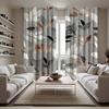 2 Pcsets Of Fashionable Leaf Print Curtains, Polyester Fabric, Machine Washable, Suitable For Living Room Or Bedroom Decoration