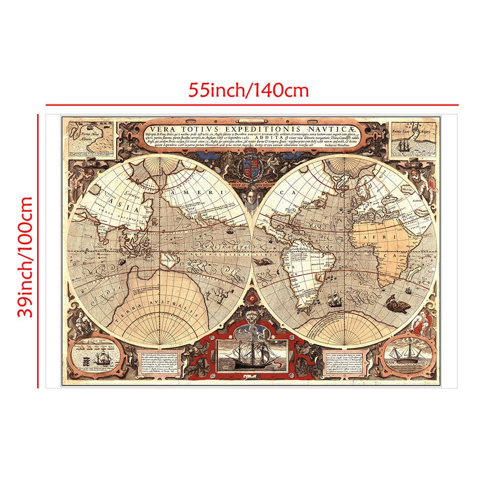 

Модний Ретро Фон на Тему Карти Світу, Безрамний, Домашній Декор, Кабінет, Географічні Інструменти, Інструменти для Туризму/Освіти 140*100cm