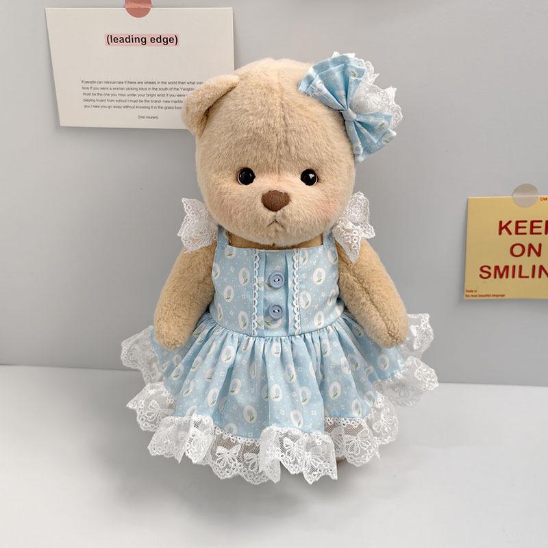 Medium Bear Outfit - Blue Pink Striped Carrot Overalls Set