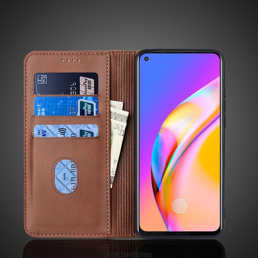Magnetische Anziehungskraft Ledertasche für OPPO Reno 5F Reno5 F /Reno 5 lite / A94 4G Holster Flip Cover Hülle Brieftasche Taschen Fundas Coque