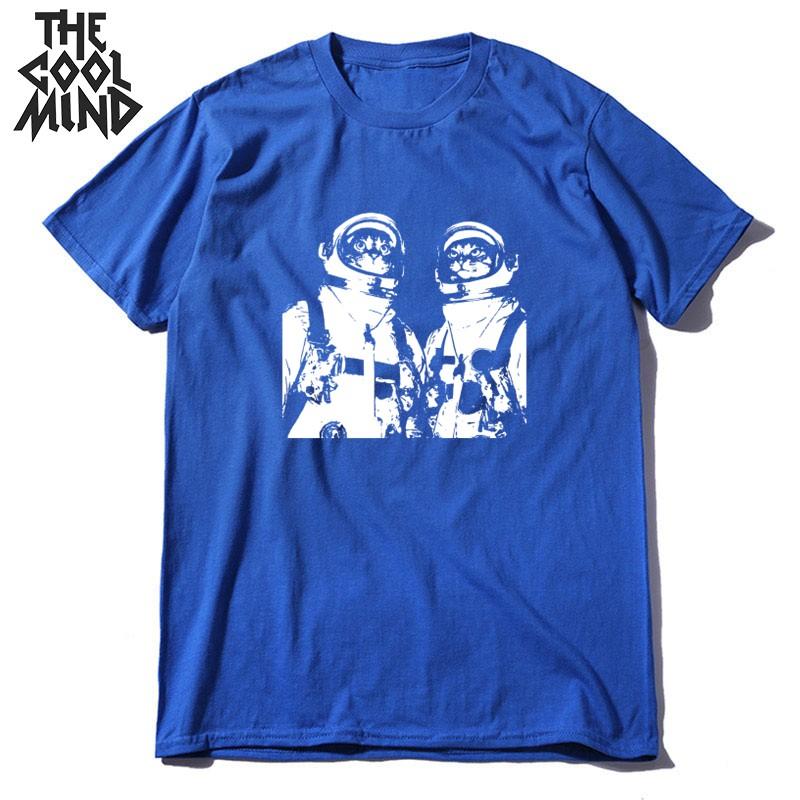 COOLMIND High Quality 100% Cotton Space Cat Print Men T Shirt Casual Summer Men Tshirt Loost Cool T-shirt Male Tee Shirts Mo0167