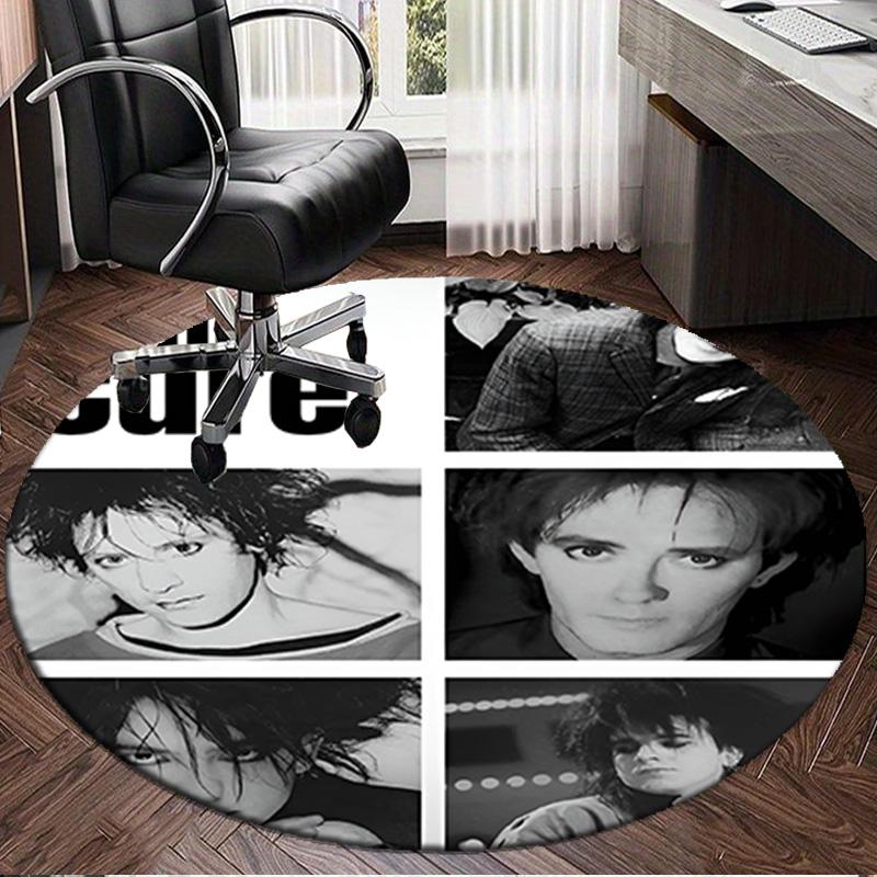 1PC The Cure Band Portraits Round Rug, Non-slip Chair Mat, Home Decor, Circle Carpet Perfect for Office, Bedroom, Living Room,Christmas gift