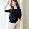Srcr Women's 100% Mulberry Silk Short Sleeve Knit T-Shirt