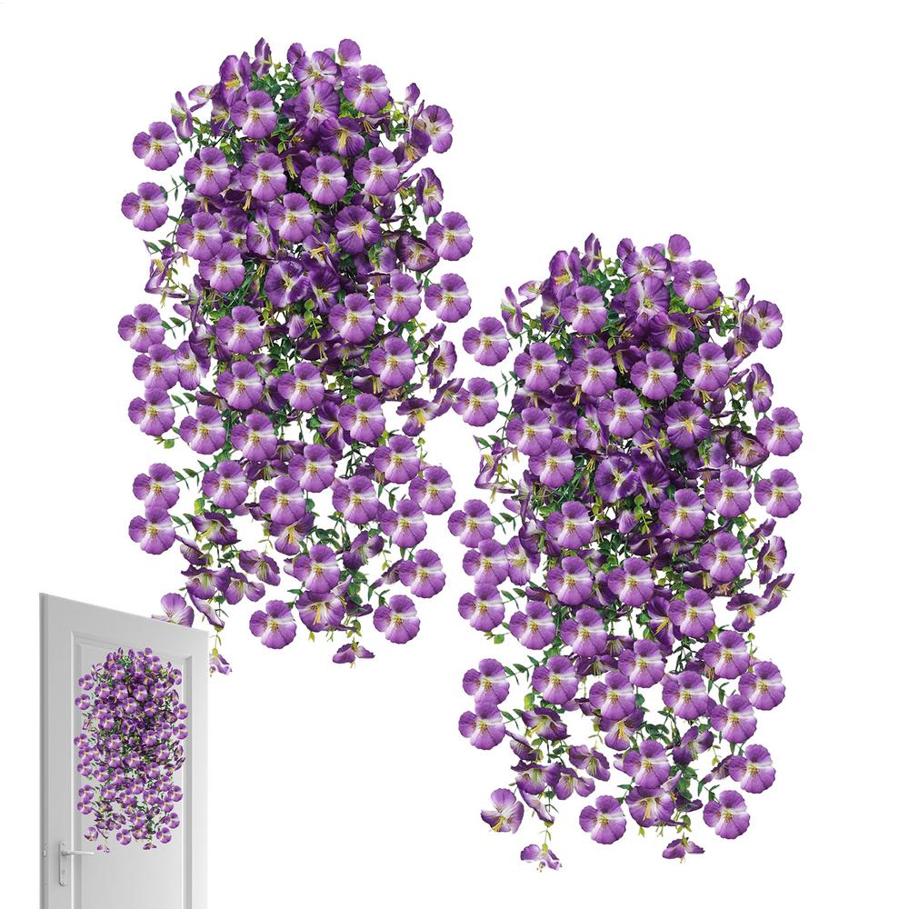 

Spring Flowers Artificial 2 Pieces Realistic Artificial Plants Realistic Outside Flowers For Home Patio Deck Door Wall Gazebo (Purple,S) фиолетовый