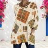 Women Plus Size Round Neck Long Sleeve Geometric Printed Loose Longline T Shirt With Pockets