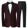 Men's Slim Fit Checkered Suit Set - Korean Style for Weddings and Business Casual.