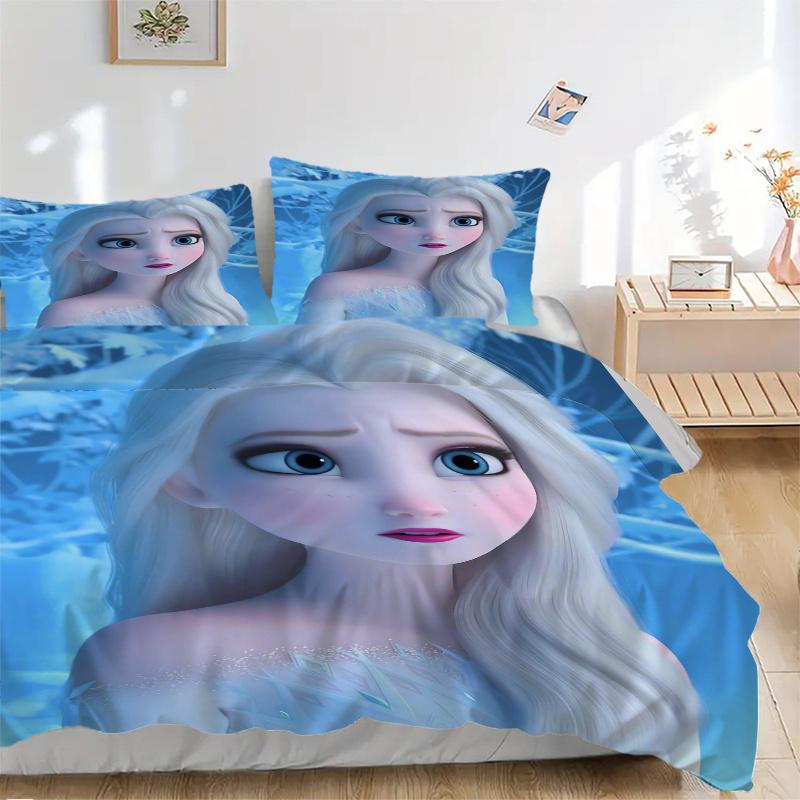 3pcs Frozen Queen Elsa Bedding Set - 1 Soft Quilt Cover + 2 Pillowcases, Machine Washable - Suitable for All Seasons, Perfect Gift for Family and